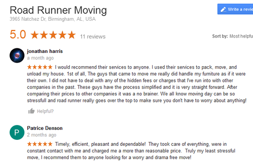 Road Runner Moving - Moving reviews