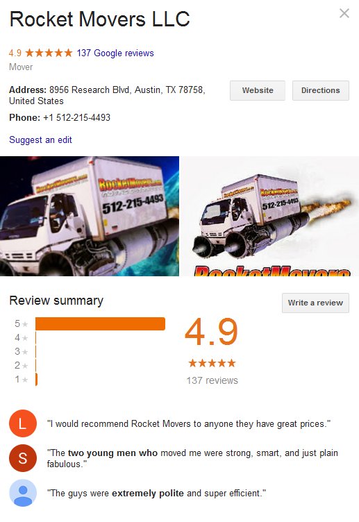 Rocket Movers LLC – Location and reviews