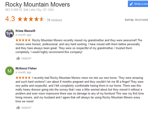 Rocky Mountain Movers - Moving reviews