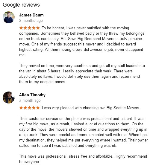 Save Big Seattle Movers – Moving reviews