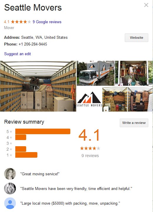 Seattle Movers – Location and reviews