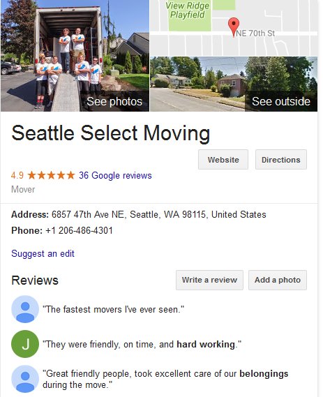 Seattle Select Moving – Location and reviews