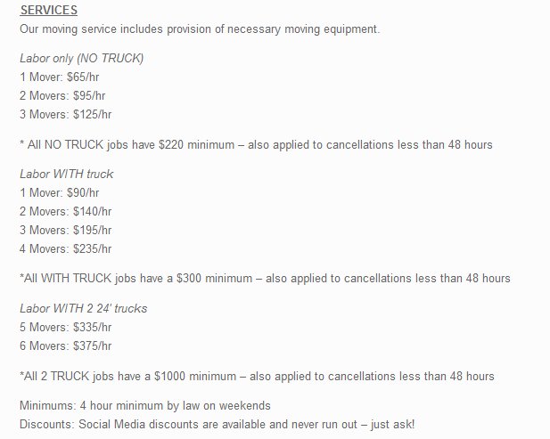 Seattle Select Movers-Moving rates