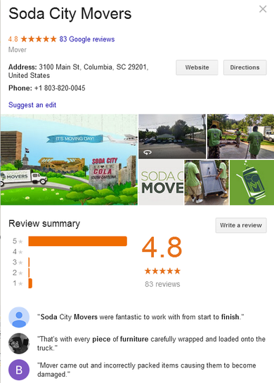 Soda City Movers – Location and reviews