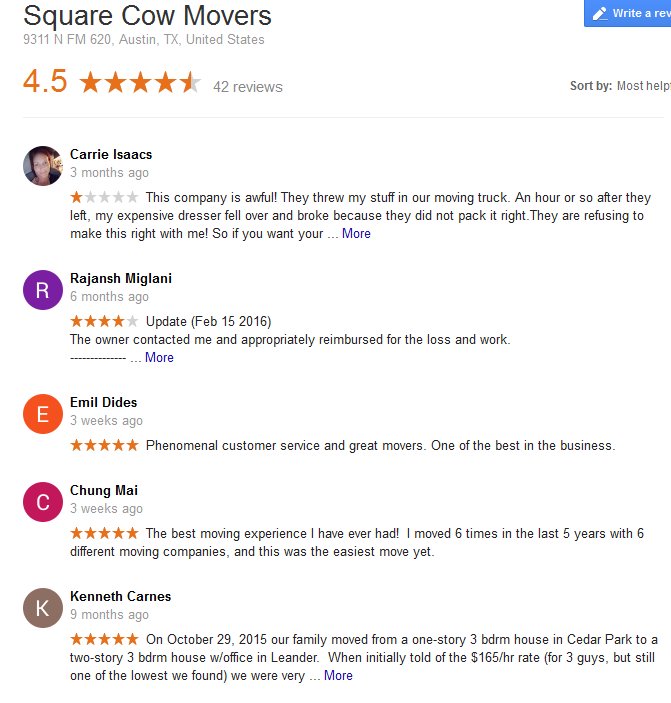 Square Cow Movers – Moving reviews