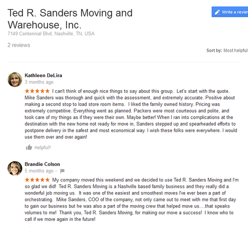 Ted R Sanders Moving and Warehouse – Moving reviews