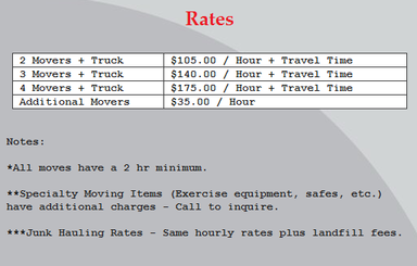 The Affordable Movers – Moving rates