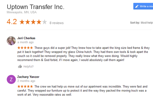 Uptown Transfer – Moving reviews