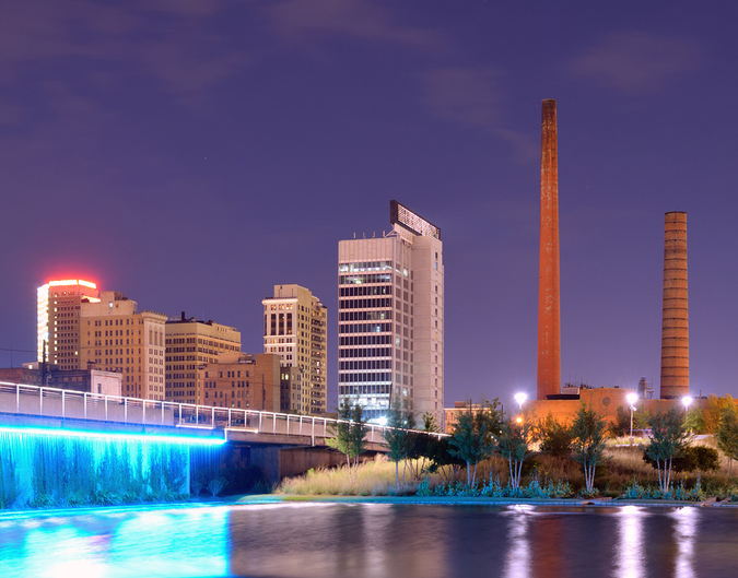 View from Railroad Park, a 19-acre park for entertainment and culture near downtown