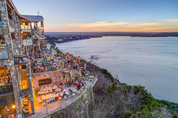 View of Lake Travis from the Oasis Restaurant in Austin