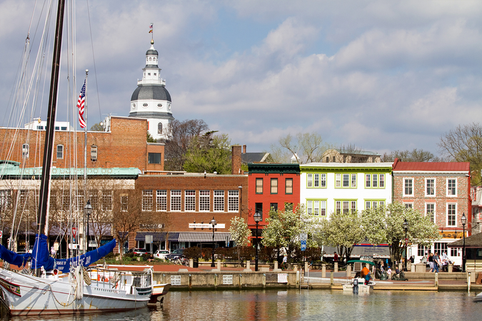 Waterfront in downtown Annapolis – state capital of Maryland
