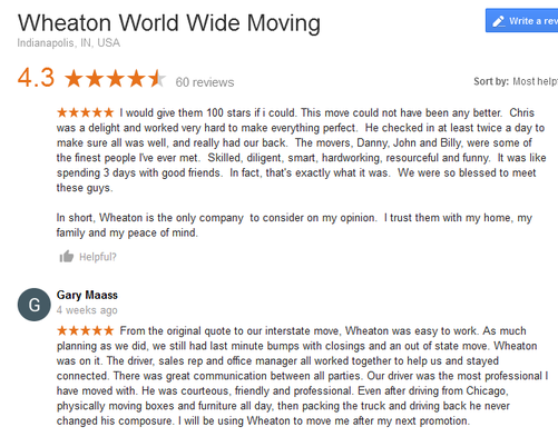 Wheaton World Wide Moving – Moving reviews