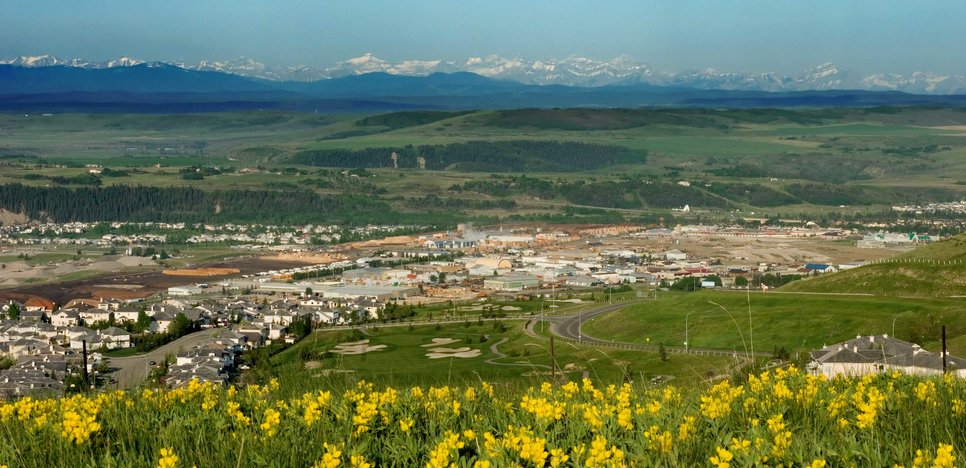 Aerial view of Cochrane, Alberta – Top retirement destination in Canada