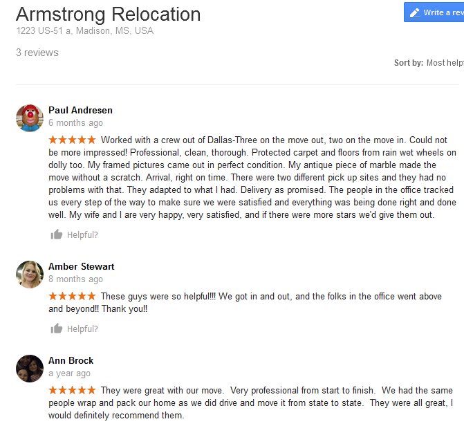 Armstrong Relocation - Moving reviews