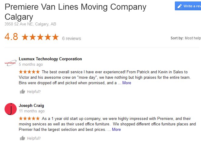 Premiere Van Lines - Moving reviews