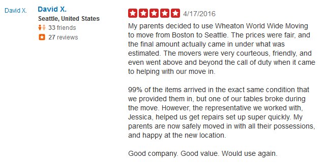 Wheaton World Wide Moving – Moving review
