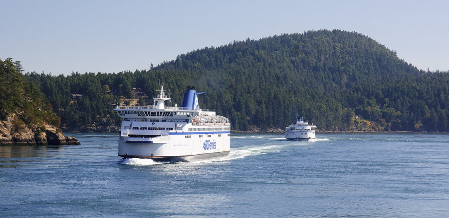 Ferry crossing Victoria to Vancouver and the surrounding islands in British Columbia